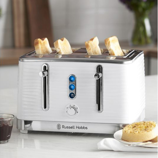 Завантажте зображення в засіб перегляду галереї, white russell hobbs inspire 4 slice toaster
