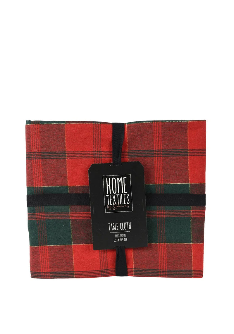Załaduj obraz do przeglądarki galerii, Kaemingk Tablecloth Cotton Rectangular Check | green/red | 669494
