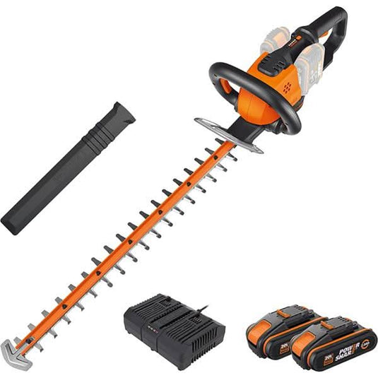 worx powershare cordless hedge trimmer, 60cm, 2x20v
