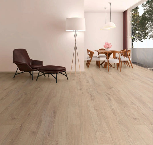 geneva oak laminate flooring on display in a living area