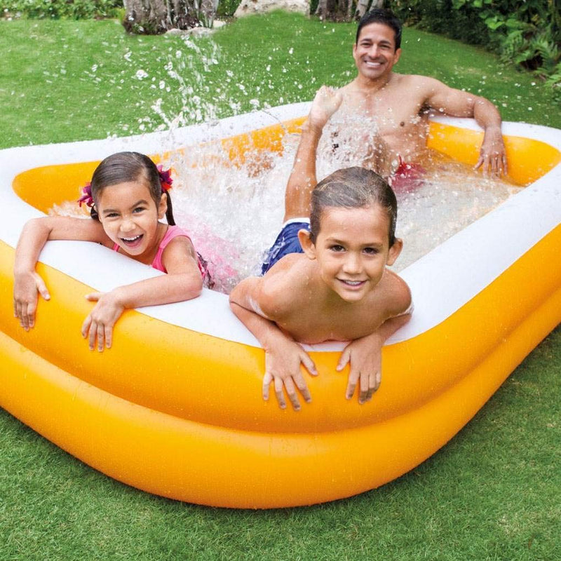 Load image into Gallery viewer, Intex 90"x58"x18" Orange Inflatable 2 Ring Family Pool | 14857181