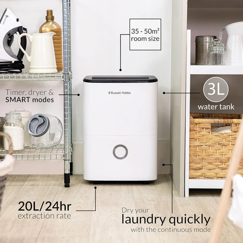 Завантажте зображення в засіб перегляду галереї, Russell Hobbs Dehumidifier | 20L | White | RHDH2002