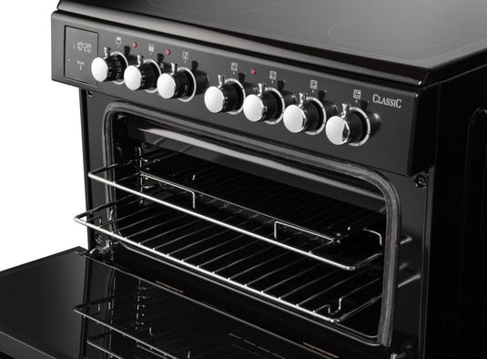 Rangemaster Classic 60cm | Ceramic | Black with Chrome trim | 128100 | CLA60ECBL/C