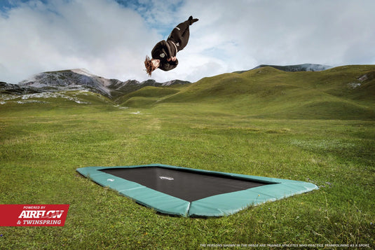 Berg Sports Ultim Champion Flatground Eco Trampoline | 410CM/ 13FT | Green | 32.31.24.10