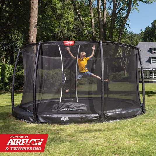 Berg Elite InGround Trampoline | 430CM/ 14FT | Safety Net Deluxe | Grey | 37.94.13.04