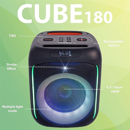 Ibiza Cube LED TWS 180W BT Speaker | 142986