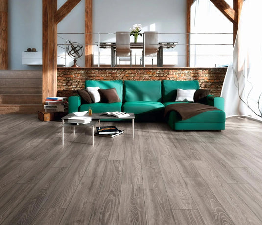 sens oak laminate flooring displayed in a living area