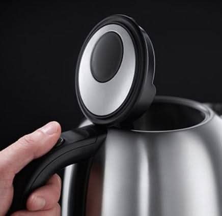 brushed steel russell hobbs snowdon kettle lid view