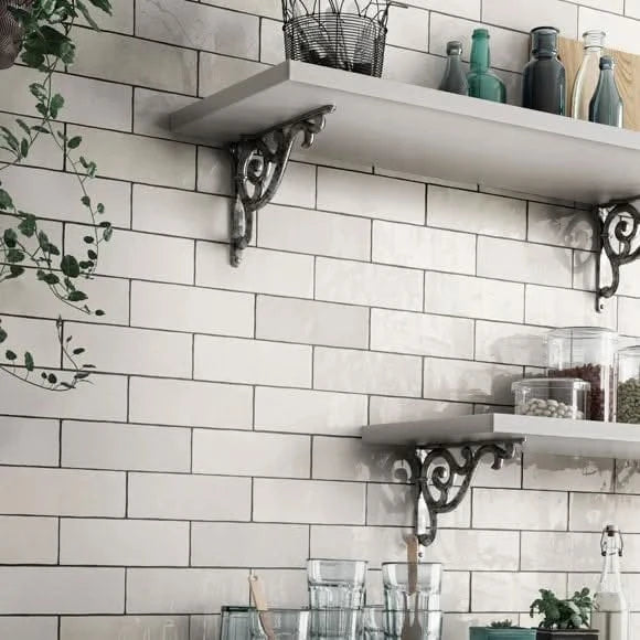 Завантажте зображення в засіб перегляду галереї, artisan tile in white, 6.5x20cm in the kitchen