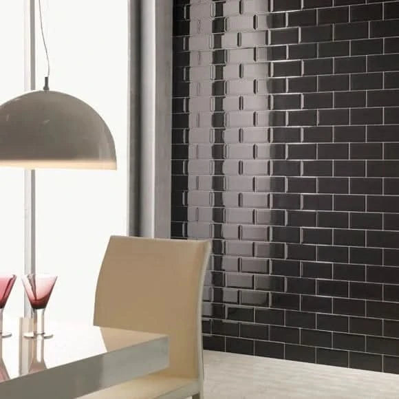 Load image into Gallery viewer, bissel tile in negro, 10x20cm in the dining room
