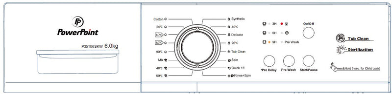 Завантажте зображення в засіб перегляду галереї, Powerpoint Washing Machine | 6KG | 1000 Spin | White | P35106SKW-A
