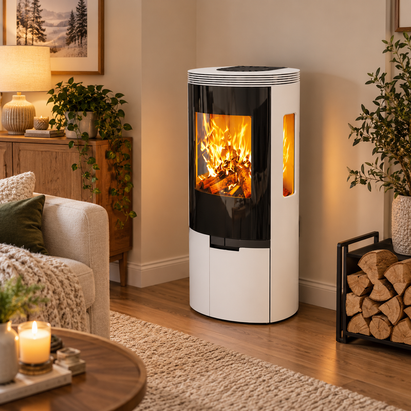Завантажте зображення в засіб перегляду галереї, Henley Elipse G6 7.3KW Eco Wood Burning Stove | White | ST462