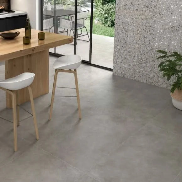 Load image into Gallery viewer, gris cosmo XL tile 60x120cm displayed in a kitchen