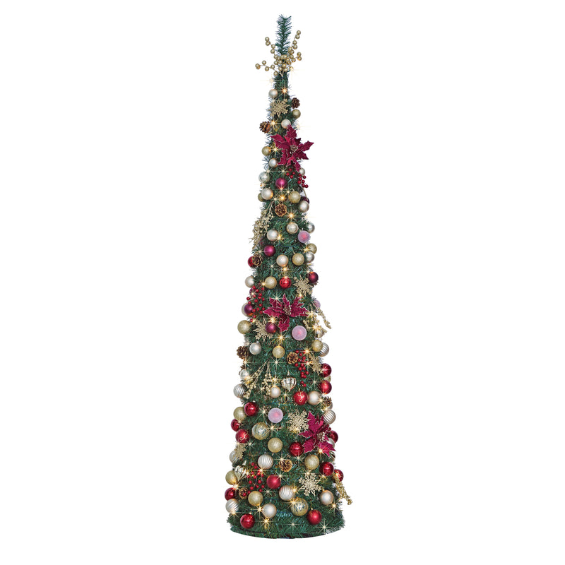 Załaduj obraz do przeglądarki galerii, Portland Fir 7 ft Pre-Lit Decorated Pop Up Tree Classic Balmoral | EB206(2)PLB