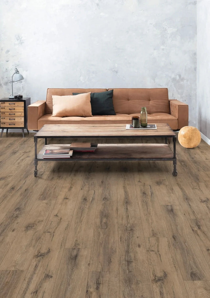 Load image into Gallery viewer, parquet oak dark laminate flooring displayed in a living area