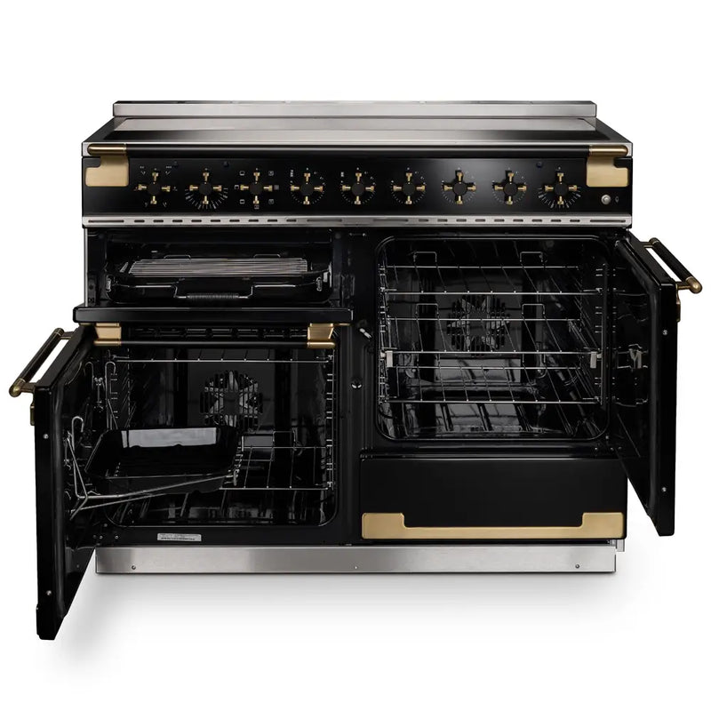 Load image into Gallery viewer, Rangemaster Elise Luxe 110 Black Edition Antique Brass Handles | Induction | ELS110EIGB/BE