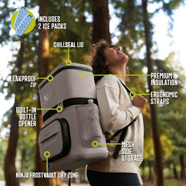 Load image into Gallery viewer, Ninja FrostVault Go 17 litre 24-Can Backpack Soft Cooler | Birch Beige | FF124EUUKCS