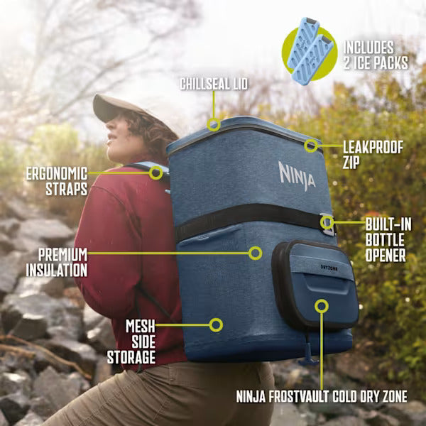Load image into Gallery viewer, Ninja FrostVault Go 23 litre 36-can Backpack Soft Cooler | Lakeshore Blue | FF136EUUKNV