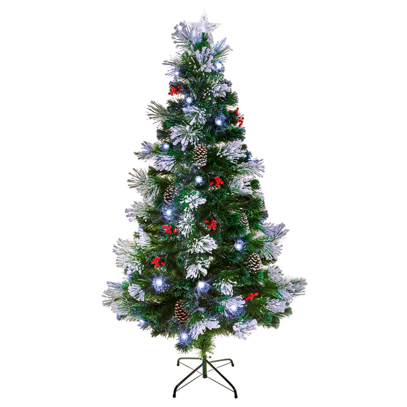 Load image into Gallery viewer, 1.5M Snow Tipped Tree With White LED Pinecones Berries | FT183120