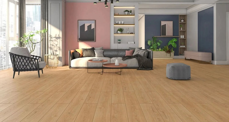 Завантажте зображення в засіб перегляду галереї, peking oak laminate flooring displayed in a living room