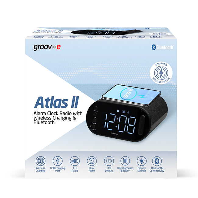 Завантажте зображення в засіб перегляду галереї, Groov-E Atlas II Alarm Clock Radio 15W Wireless Charging Bluetooth | 299503