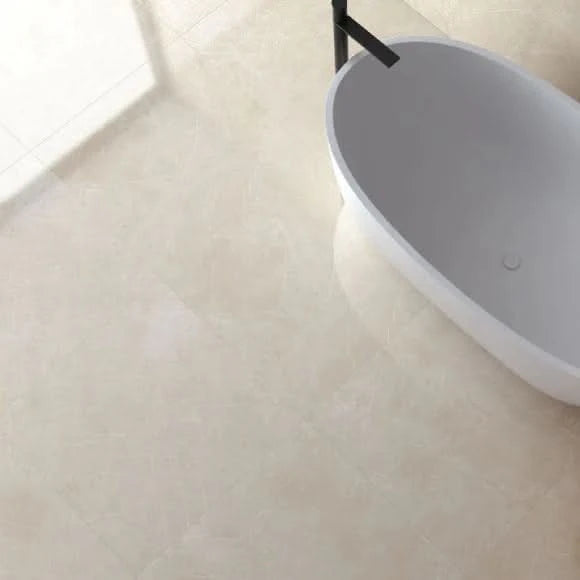 Завантажте зображення в засіб перегляду галереї, beige global tile 80x80cm displayed in a bathroom