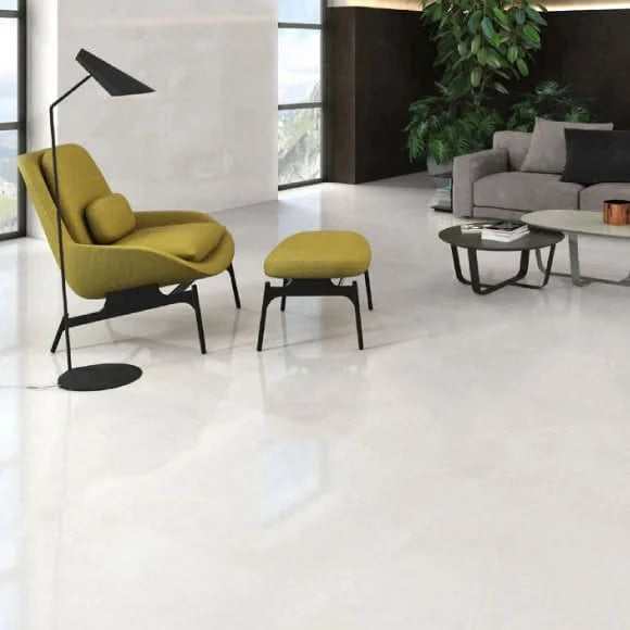 Завантажте зображення в засіб перегляду галереї, blanco global tile 80x80cm displayed in a living area