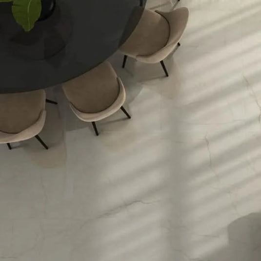 beige halo pul tile 79x79cm displayed in a living area