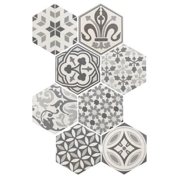 Завантажте зображення в засіб перегляду галереї, hexatile harmony in black and white, 17.5x20cm