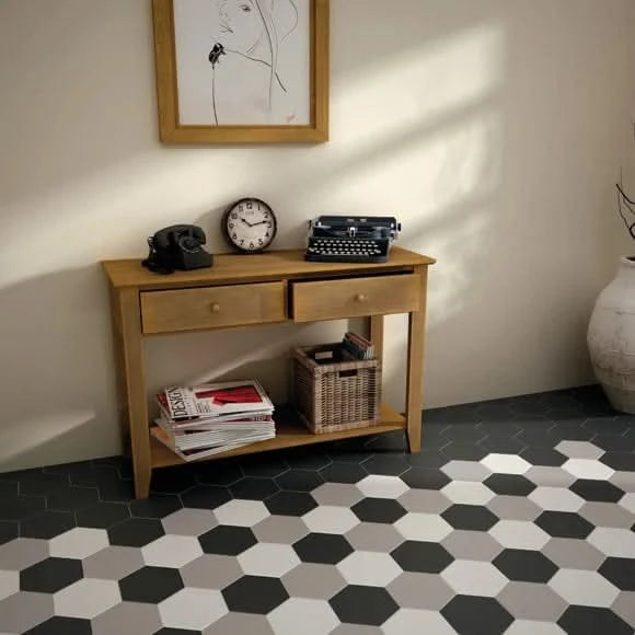 Завантажте зображення в засіб перегляду галереї, hexatile in negro mate, 17.5x20cm as flooring