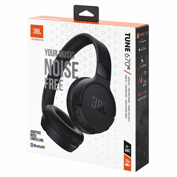 Załaduj obraz do przeglądarki galerii, JBL Tune 670NC Adaptive Noise Cancelling On-Ear Wireless Headphones | Black | JBLT670NCBLK