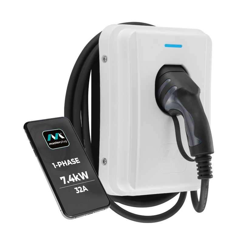 Завантажте зображення в засіб перегляду галереї, Luceco Masterplug Ev Mode 3 Charger 7.4Kw - Tethered + Wifi/Eth White | EVCM3ST7W-MP