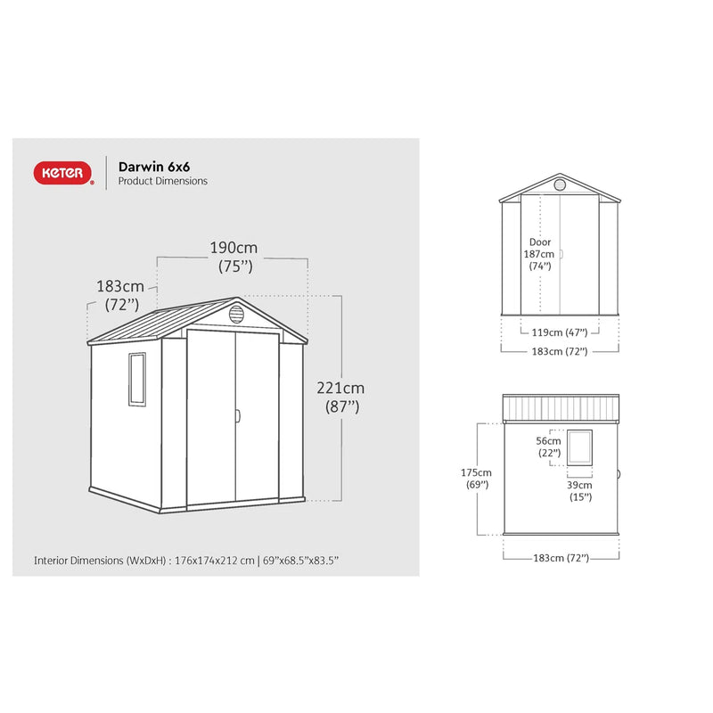 Завантажте зображення в засіб перегляду галереї, Keter Darwin Outdoor Garden Shed | 6 ft x 6 ft