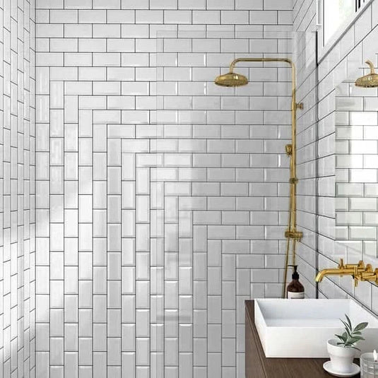 miniworx ral 9016 tile in white glossy, 10x30cm