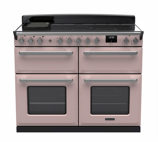 Rangemaster Estel Deluxe 110 Slow Oven | Induction | Pale Pink | Chrome Trim | ESDLB110EIPPPK/CM1  15305