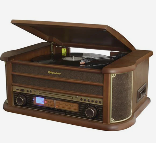 Roadstar Retro Wood Turntable Record Player Radio, CD, MP3 & Bluetooth | ROAHIF-1996BT