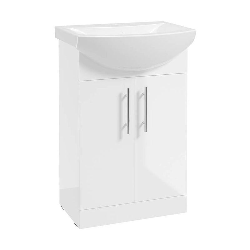 Załaduj obraz do przeglądarki galerii, Sonas Strata Classic Floorstanding 55cm Vanity Unit | Gloss White | Basin | UF2221