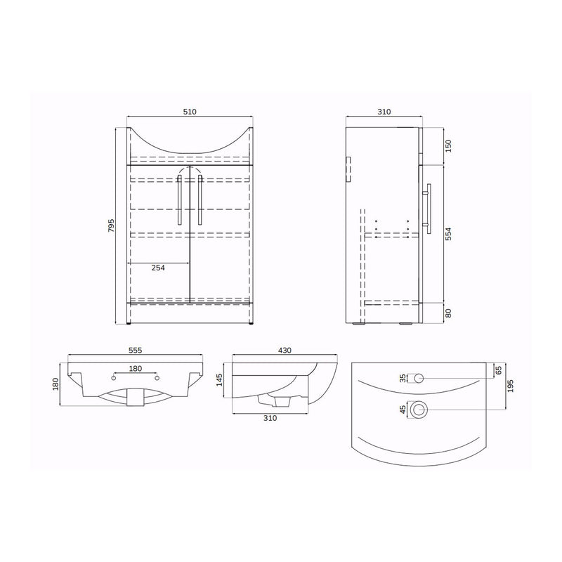 Załaduj obraz do przeglądarki galerii, Sonas Strata Classic Floorstanding 55cm Vanity Unit | Gloss White | Basin | UF2221