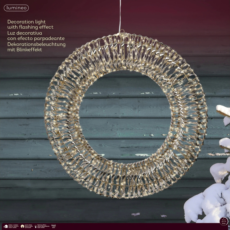 Завантажте зображення в засіб перегляду галереї, Amal Lumineo Gold Twist Micro LED Wreath | 70cm | 302177