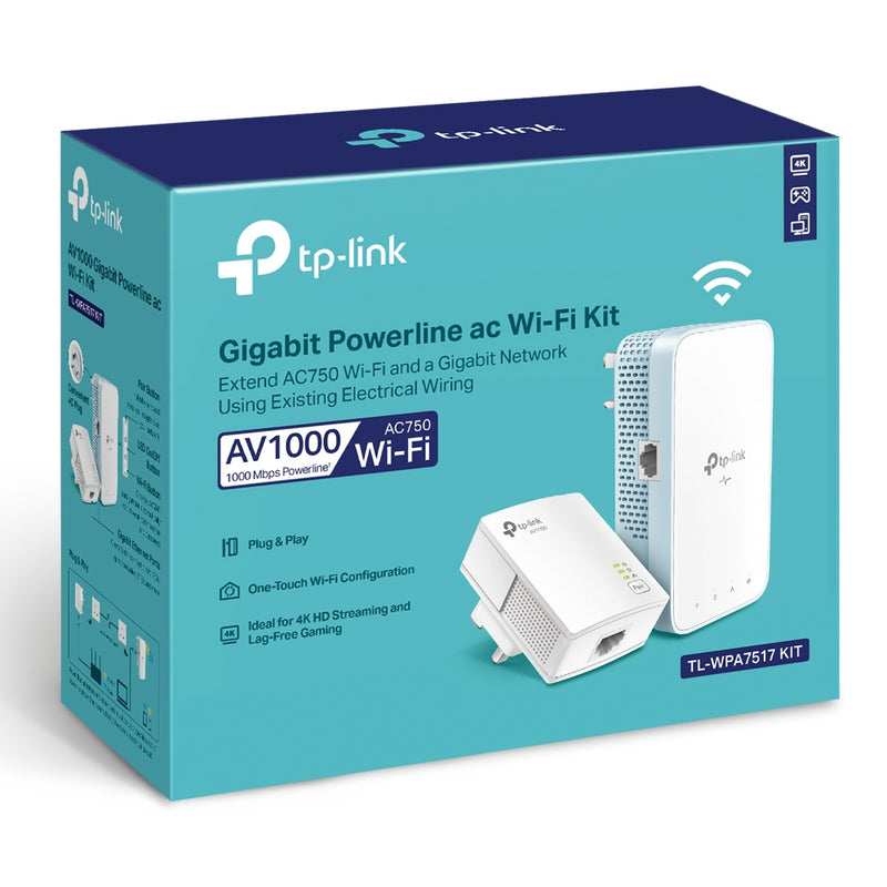 Załaduj obraz do przeglądarki galerii, TP LINK AV1000 1-port Gigabit & AC750Mbps Wi-Fi Powerline Starter Kit | WPA7517KIT