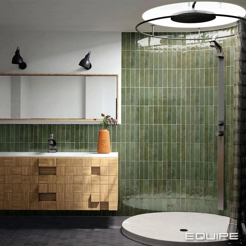 Завантажте зображення в засіб перегляду галереї, tribeca tile in sage green, 6x24.6cm in the bathroom
