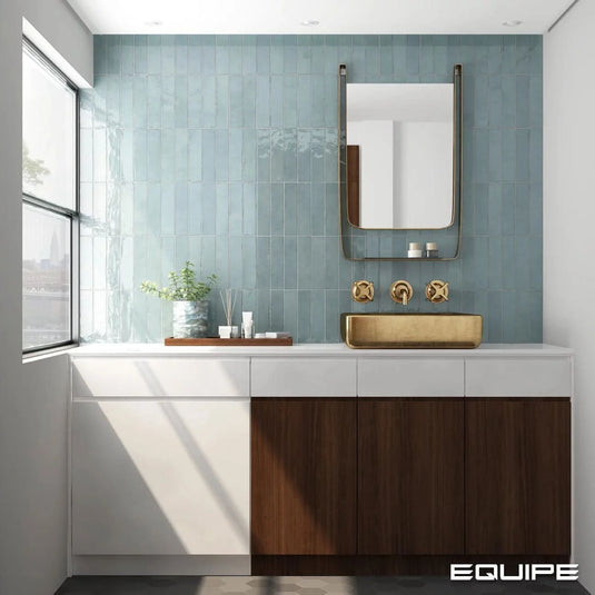 tribeca tile in watercolour, 6x24.6cm in the bathroom