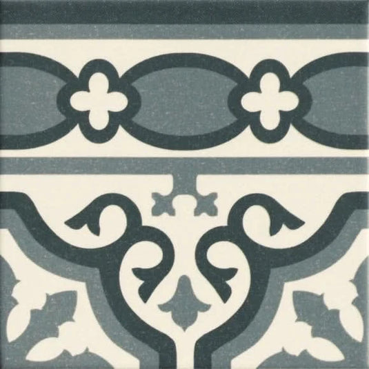 blue victorian florentine border tile, 20x20cm