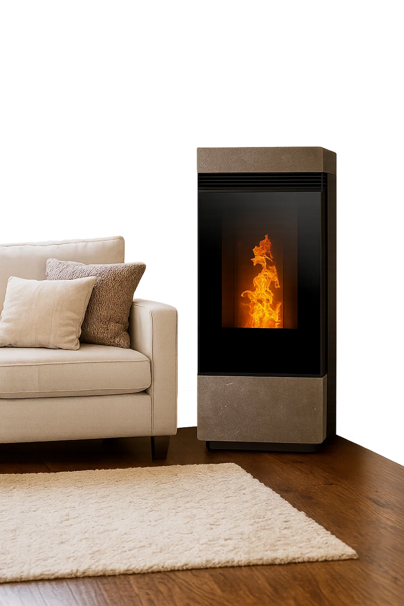 Завантажте зображення в засіб перегляду галереї, Klover Dama Wood Pellet Stove | 8Kw | Cream Stone | KLDMACS