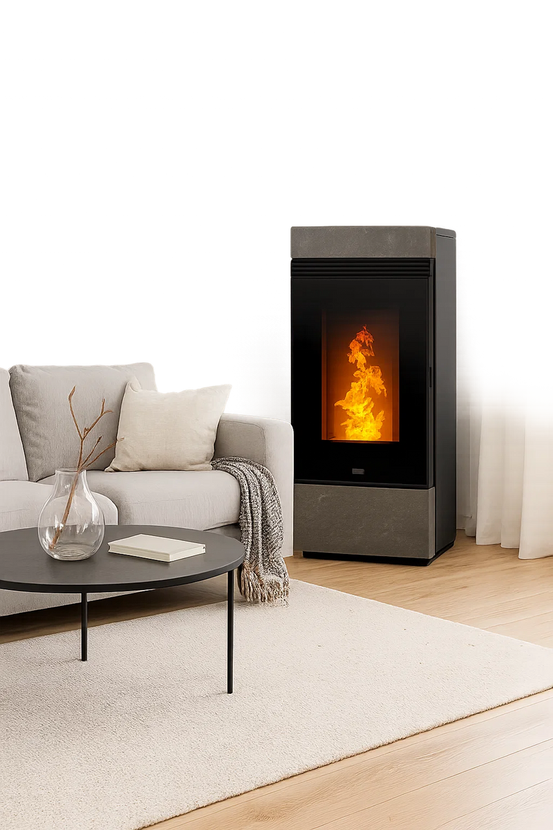 Завантажте зображення в засіб перегляду галереї, Klover Dama Wood Pellet Stove | 8Kw | Cream Stone | KLDMACS