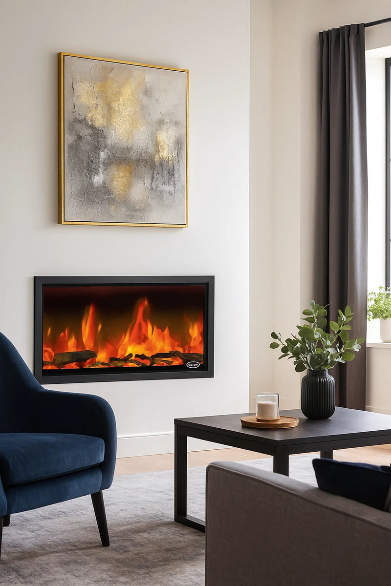 Load image into Gallery viewer, Stanley Argon Wall Mounted Electric Fire | 90cm | Black | NMARWH90