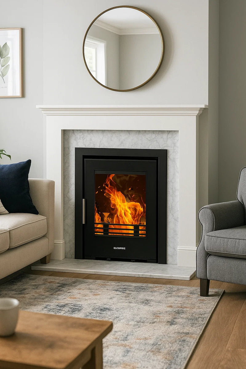 Load image into Gallery viewer, Elcofire Luna Glass Inset Multifuel Stove | 6KW | EFLGW