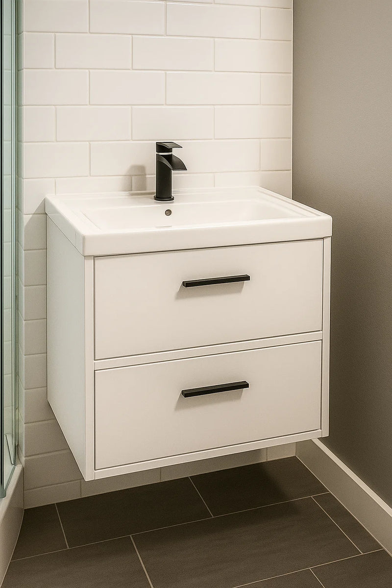 Załaduj obraz do przeglądarki galerii, white Vanity Unit with Black handle