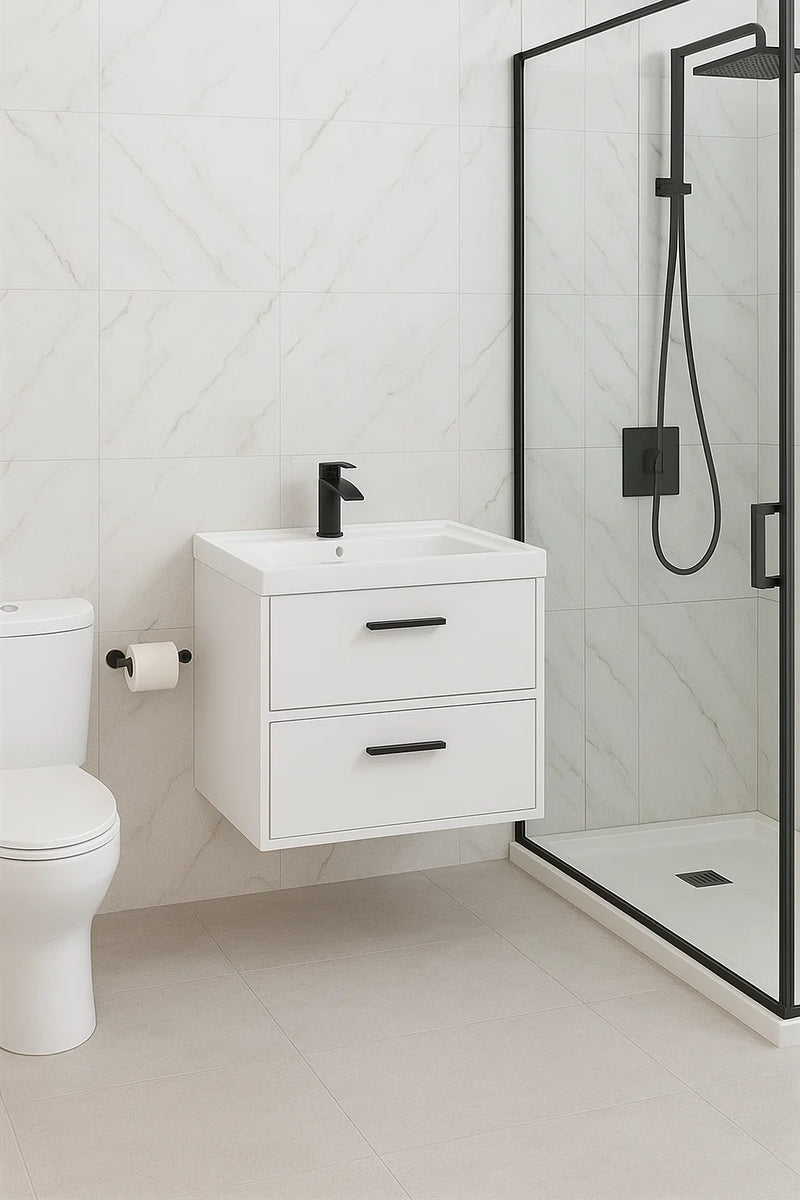 Załaduj obraz do przeglądarki galerii, white Vanity Unit with Black handle