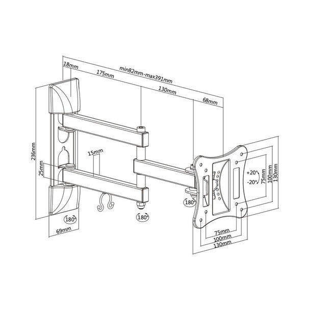 Завантажте зображення в засіб перегляду галереї, Brateck 13"-42" Full Motion TV Wall Mount | 012968